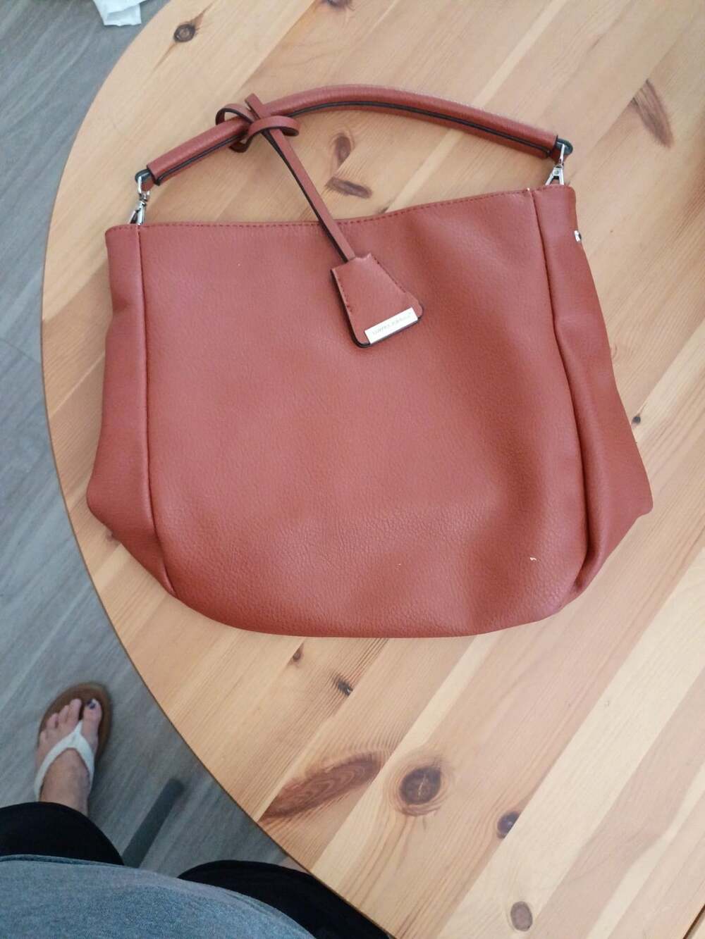 David Jones Brown Faux Leather Hobo Shoulder Bag